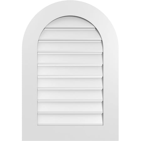 Ekena Millwork Round Top Surface Mount PVC Gable Vent: Functional, w/ 3-1/2"W x 1"P Standard Frame, 22"W x 32"H GVPRT22X3201SF